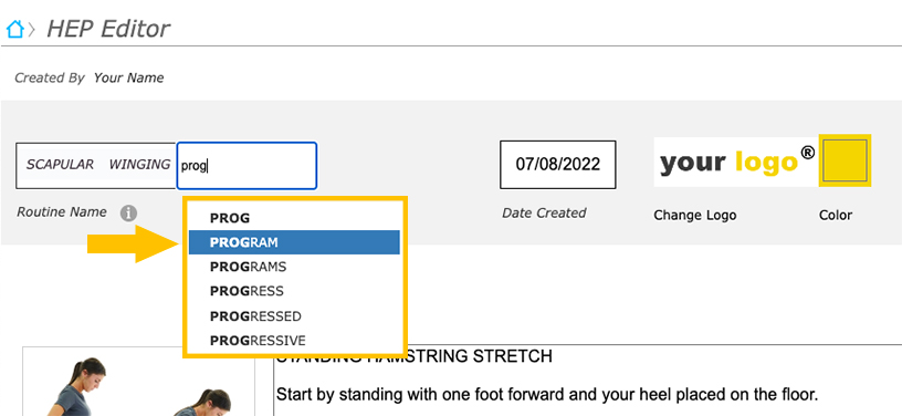 Sample routine name usage